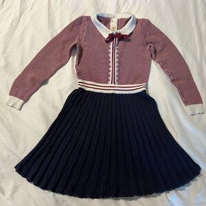 Hope & Henry Girls' Organic French Blocked Sweater Dress - Size 5